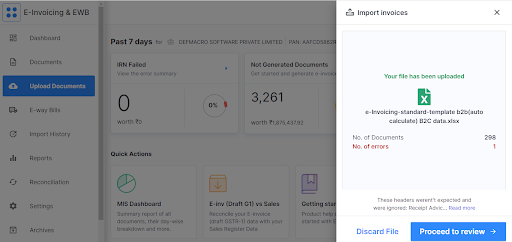 screenshot of Clear e-Invoicing